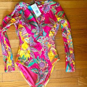 Johnny Was NWT FLAMINGO MIX CUT-OUT SURF ONE PIECE XS Swimsuit